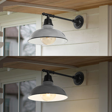 Wallace 12.25" Farmhouse Industrial Indoor/Outdoor Iron LED Victorian Arm Outdoor Sconce